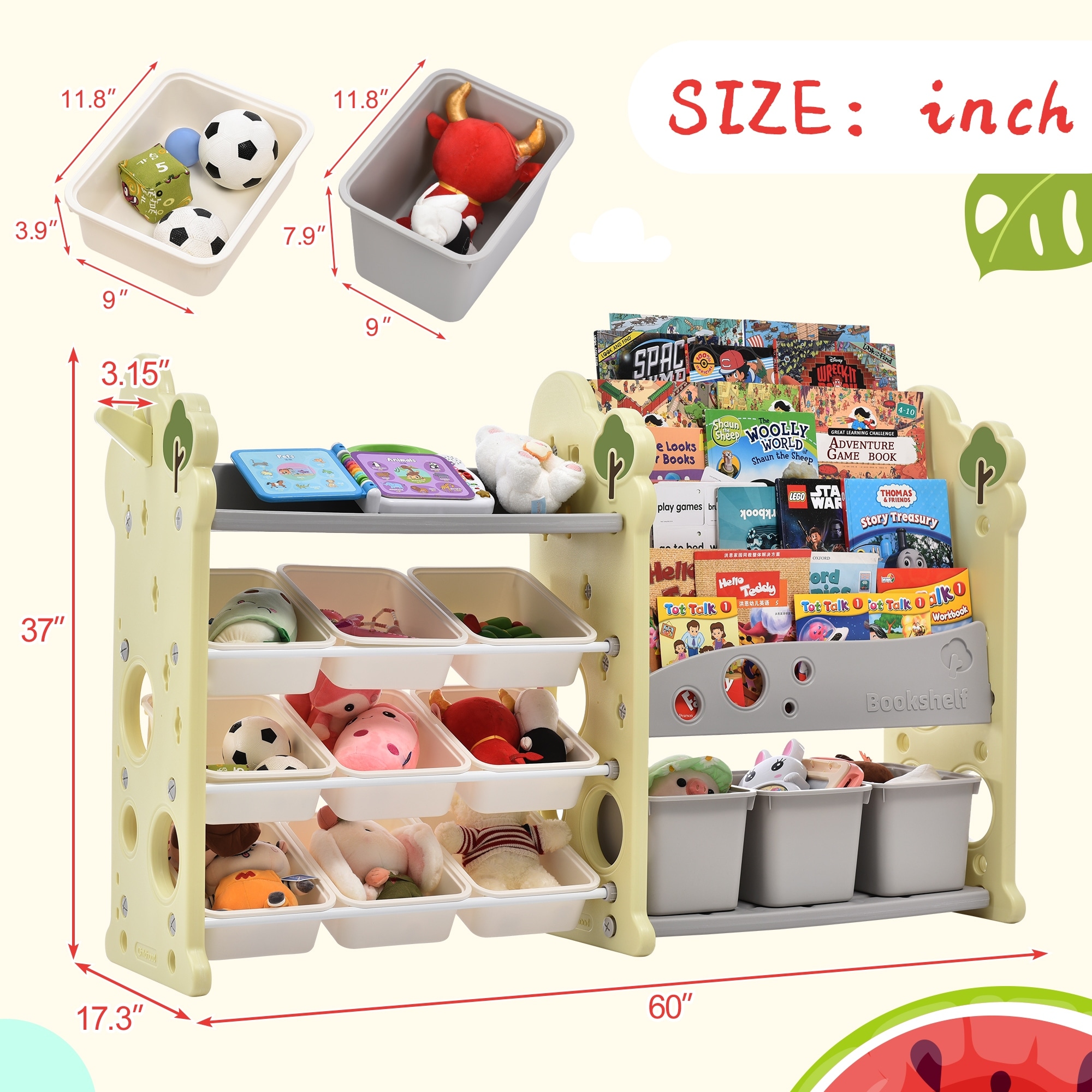 Betterhood Kids Toy Storage Organizer Bins with Shelf, 4-Tier Playroom  Organization and Storage W/8 Removable Boxes, Kids Bookshelf and Toy  Storage