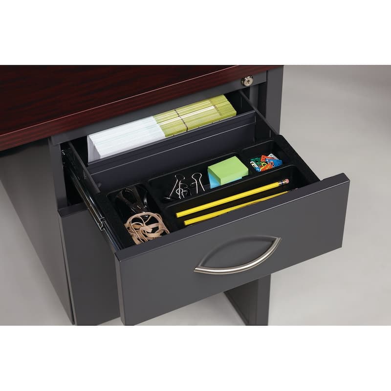 Executive Modular 24 x 72 Right Hand Pedestal Credenza,Charcoal/Mah