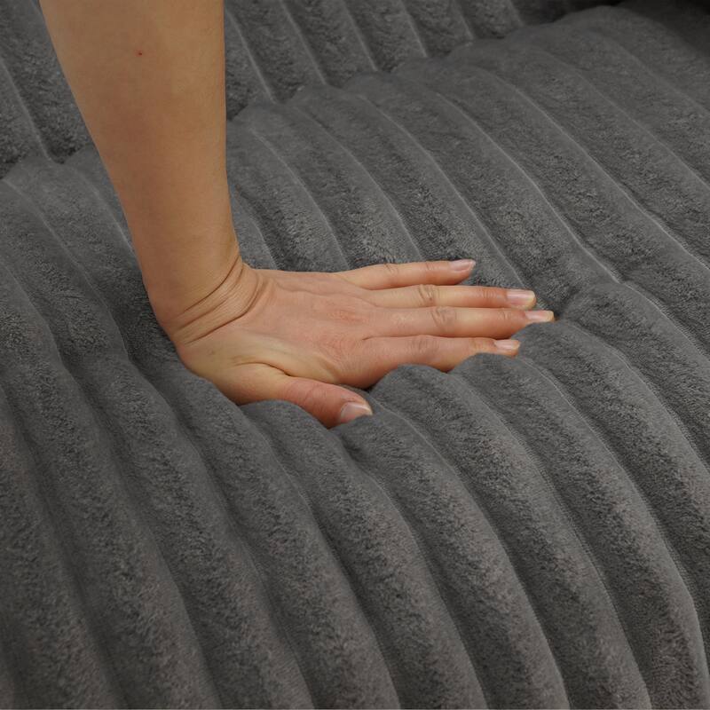 Modern Plush Corduroy Loveseat Sofa Couch with Pillows