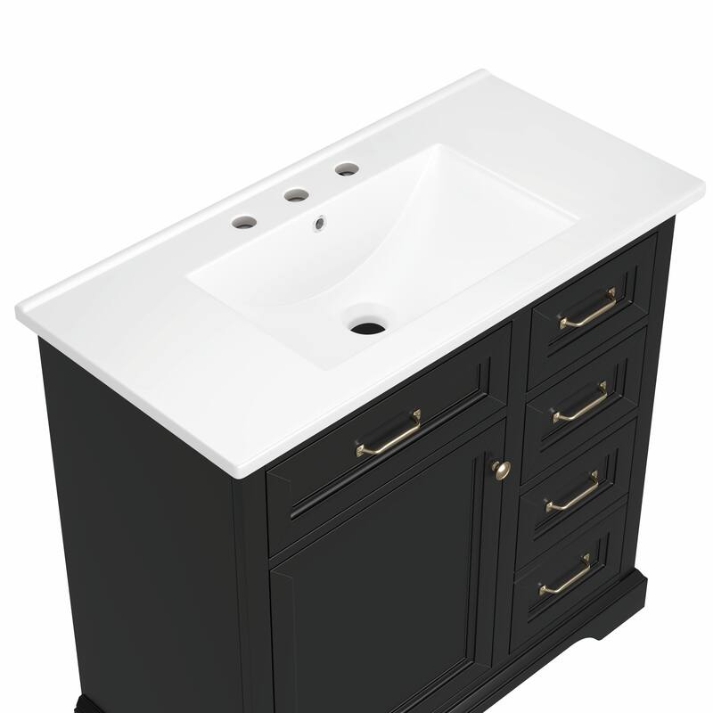 36" Bathroom Vanity with Sink, Tip-out Drawers & Soft-Close Door Hinges