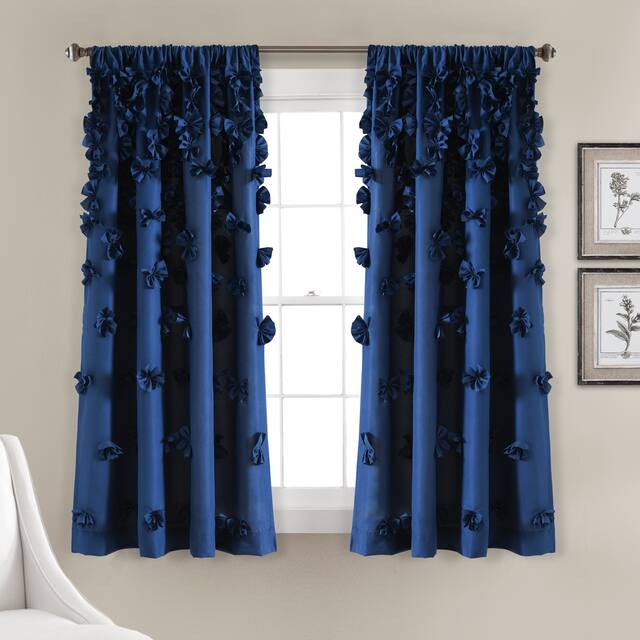 Silver Orchid Turpin Single Window Curtain Panel - 54"W x 63"L - Navy