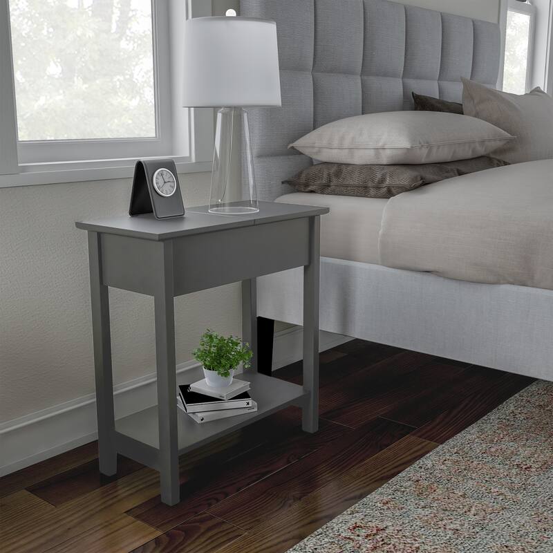 Hastings Home Flip Top End Table with Storage - 22.75” x 11” x 24”