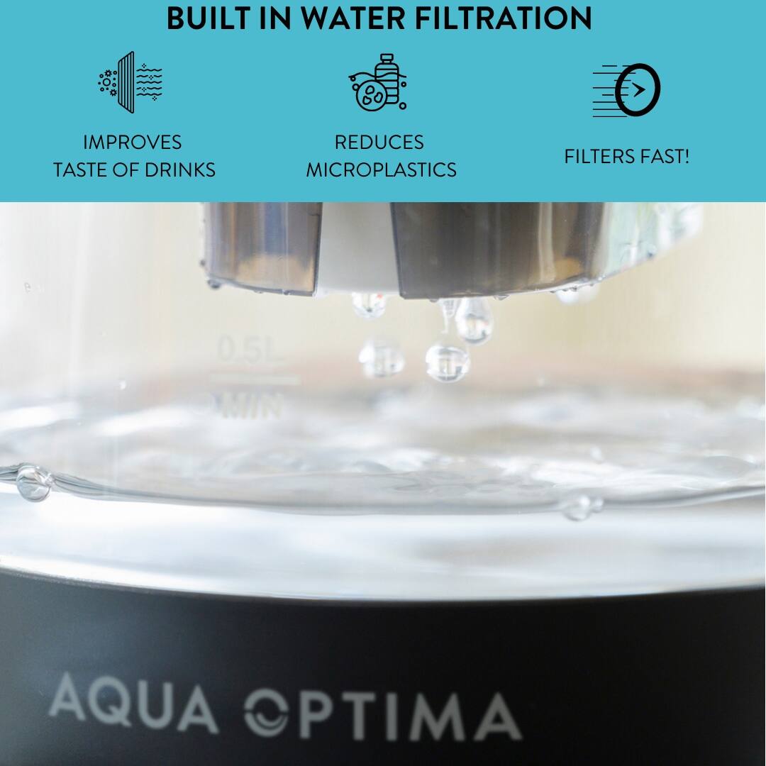 Aqua Optima Electric Kettle with Water Filter, 1500W fast boil Bed