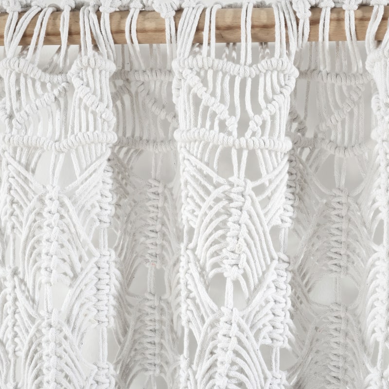 Lush Decor Boho Macrame Tassel Cotton Window Curtain/Room Divider/Wedding Backdrop/Wall Decor - 84" x 40"