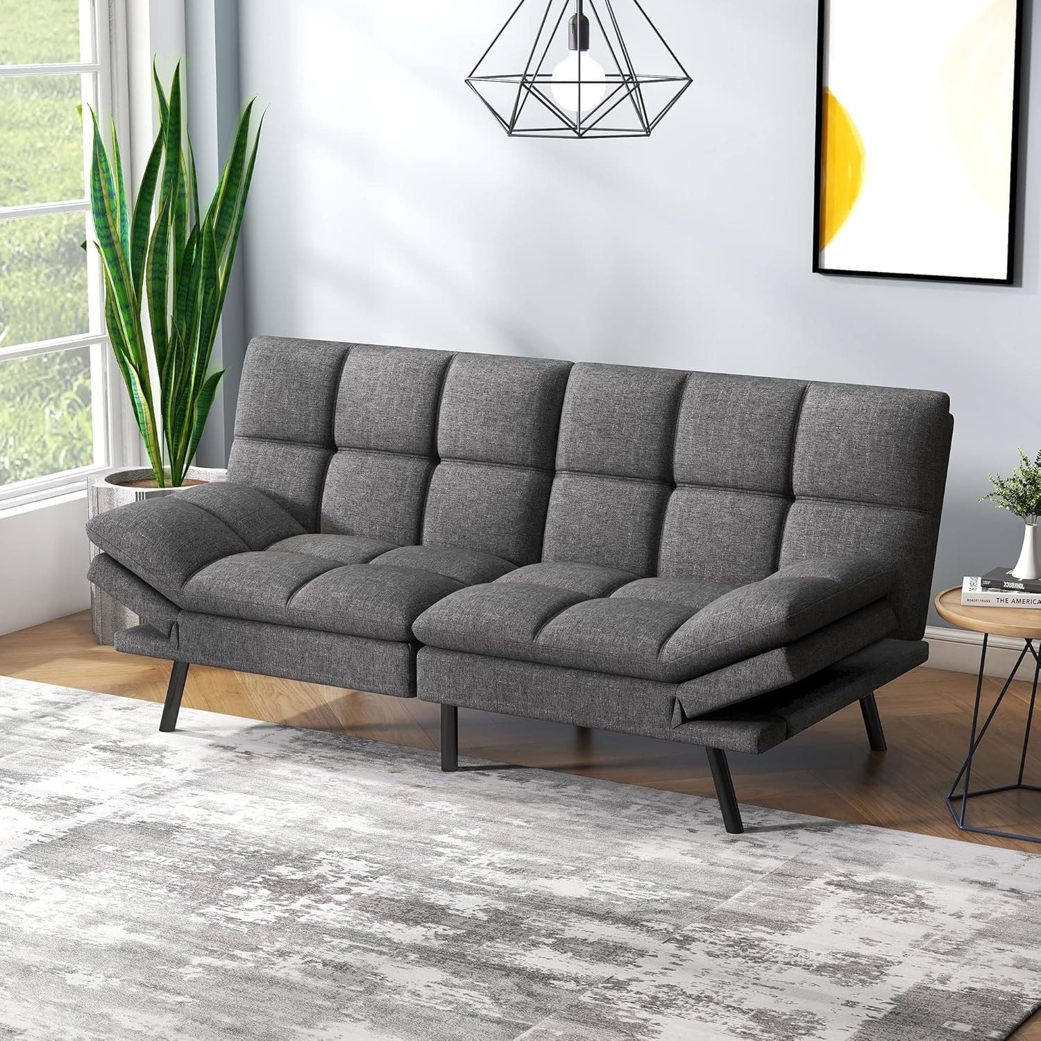 Memory Foam Futon Couch Bed Convertible Sofa with Adjustable