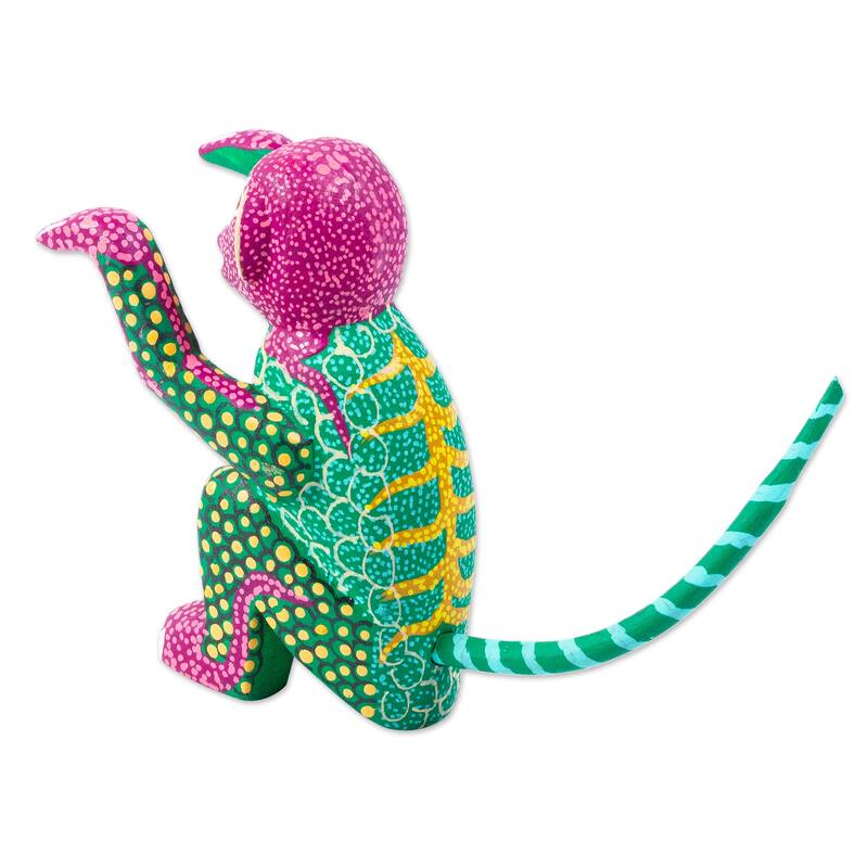 Novica Handmade Bold Monkey Wood Alebrije Figurine