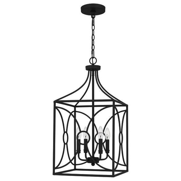 slide 2 of 8, Grenelle 4-Light Matte Black Cage Pendant