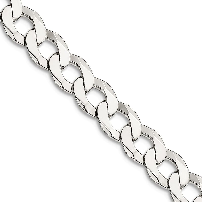 Curata 925 Sterling Silver 6.8mm Closed Link Flat Curb Chain Necklace (Lobster)