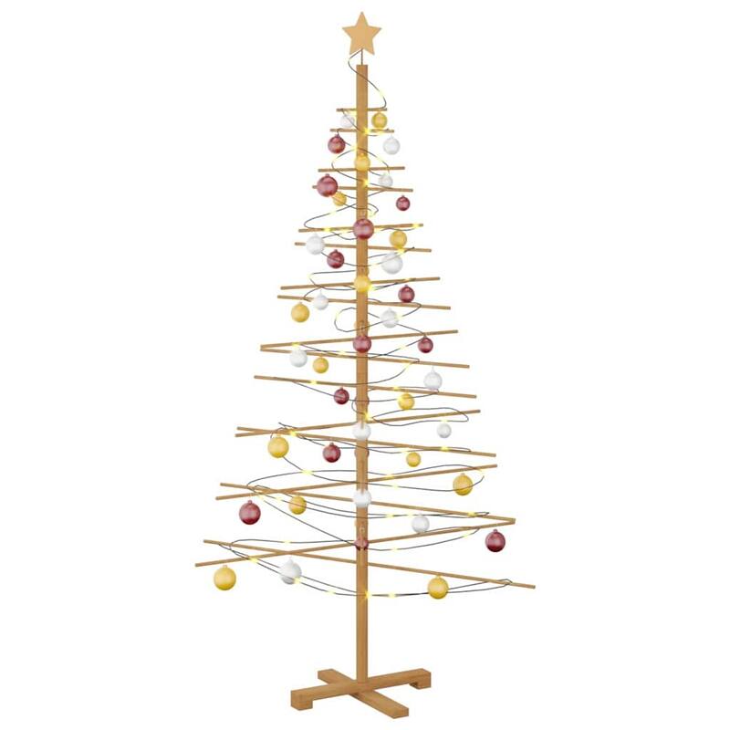 vidaXL Wooden Christmas Tree with Stand Brown bamboo