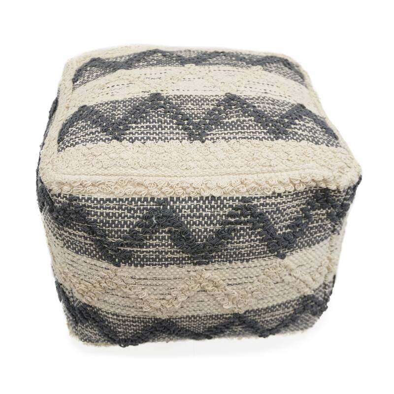 Home&Manor Wool Cotton Mariotti Chevron Pouf