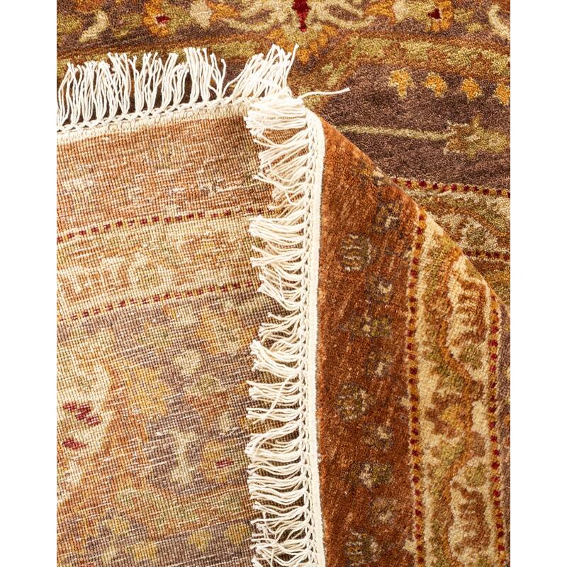 Overton Hand Knotted Wool Vintage Inspired Traditional Mogul Yellow Round Area Rug - 8' 1" x 8' 1"