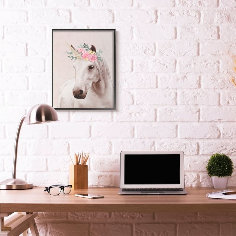 Stupell Unicorn Portrait Pink Fantasy Animal Painting Framed Wall Art