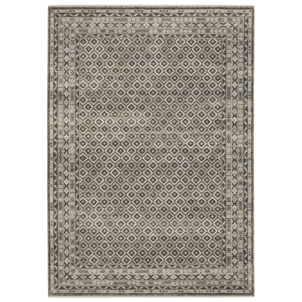 Style Haven Cadiz Faded Diamond Panel Grey/Beige Area Rug