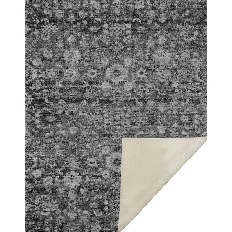 Premium Machine Washable Vintage Traditional Sherpa Throw Blanket