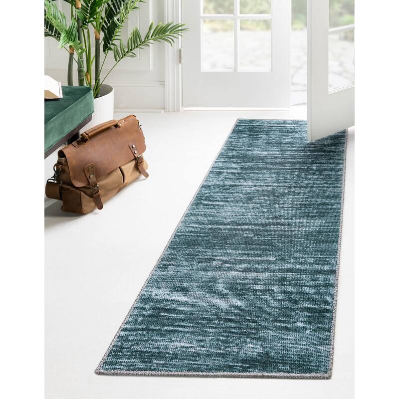 Contemporary Kayst Collection Area Rug - Teal - 2'6"x14'