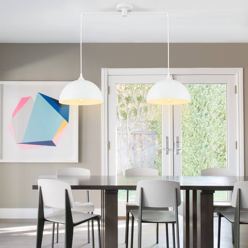 34.64inch 2 Lights Modern Simple Design Pendant with Metal Shade for Living Room Kitchen Island
