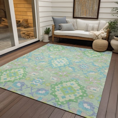 Machine Washable Indoor/ Outdoor Boho Traditional Chantille Rug