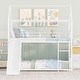 preview thumbnail 7 of 14, Luxury Twin over Twin Metal Kids House Bunk Bed with Built-in Slides and Climbing Ladders, Convertible, White