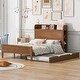 preview thumbnail 14 of 20, Wooden Platform Bedframe w/ Storage Headboard & Twin Size Trundle -Full