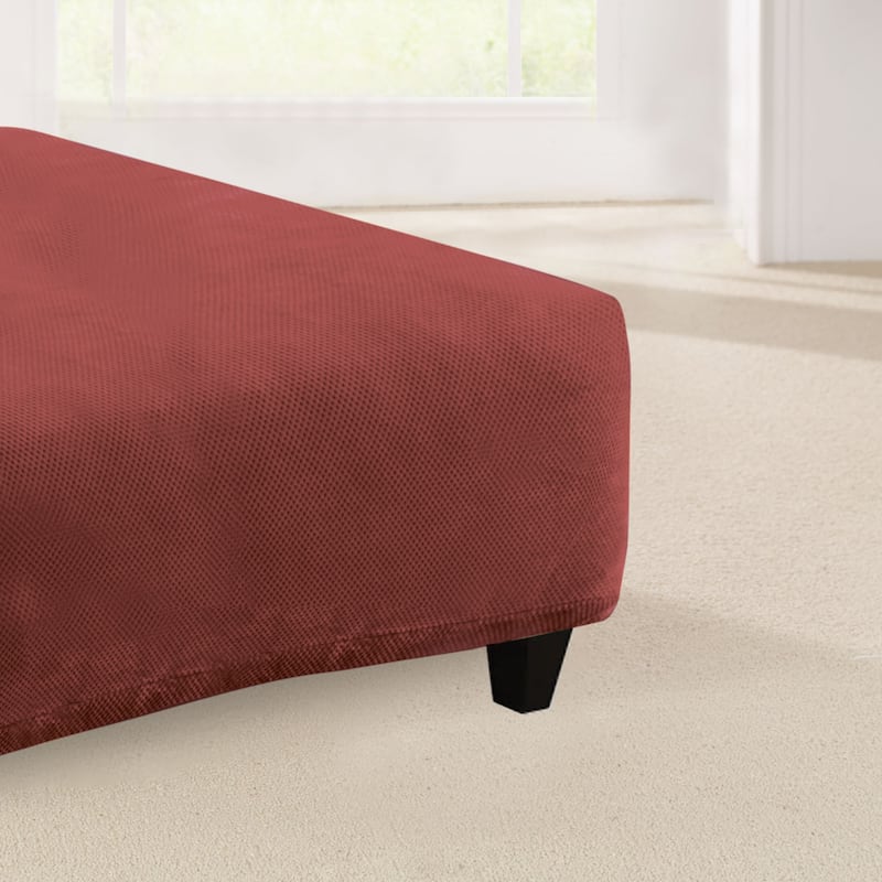 SureFit Stretch Pique Square Ottoman Slipcover