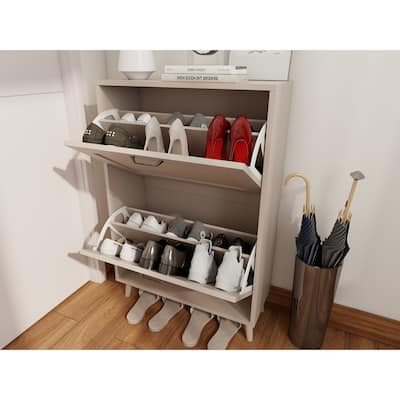 Multi-Tier Shoe Storage Cabinet, Entryway Shoe Organizer Rack with Open Design, Accent Cabinet for Closet