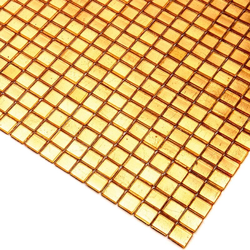 Apollo tile 12" x 12" Skosh Glossy Gold Yellow Glass Tile (18.69 sq ft/case) - 20 Pack