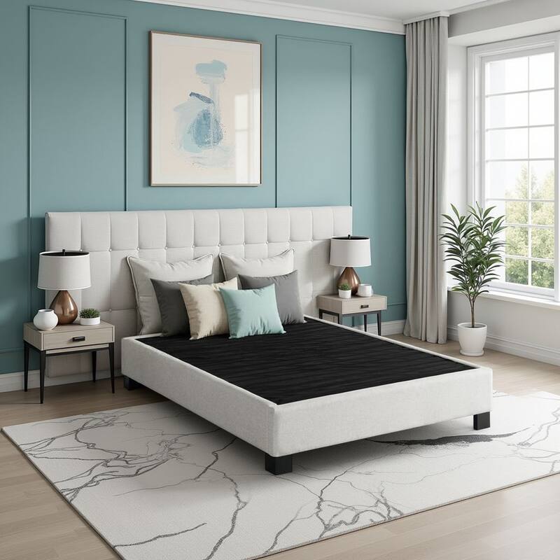 Bridgevine Home Modern Contempo Upholstered Bed Platform Base