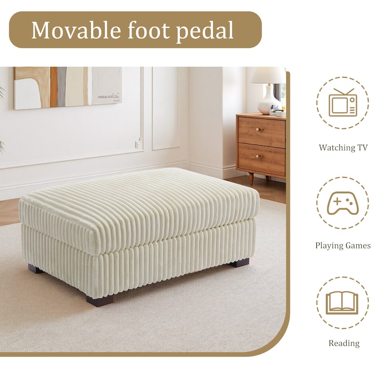 Modern Cotton Flannel Upholstery Oversized Ottoman