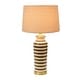 preview thumbnail 4 of 10, 16" Round Striped Ceramic and Metal Desk Lamp