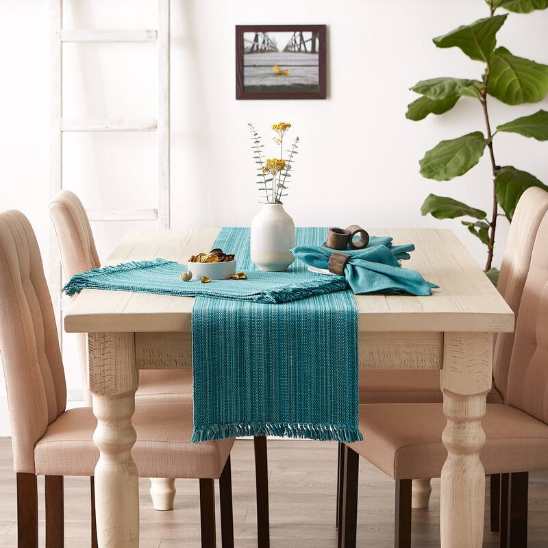 DII Variegated Taupe Fringe Table Runner 13x72