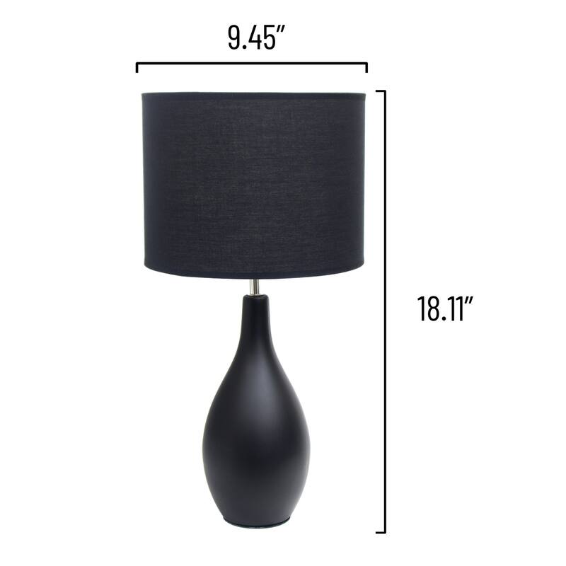 Luxury Table Lamp - Ceramic Hourglass Lamp Shade, Black Finish - Living Room Bedroom Decor