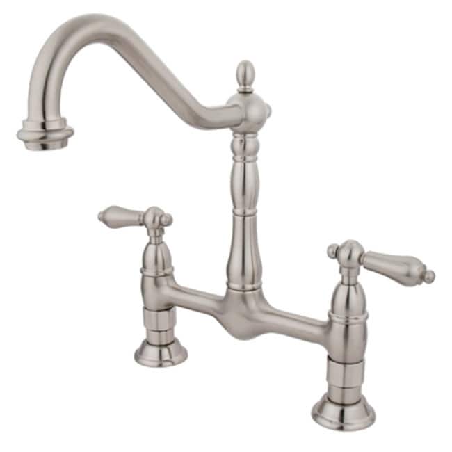 Kingston Brass Heritage Bridge Kitchen Faucet with Metal Lever Handles