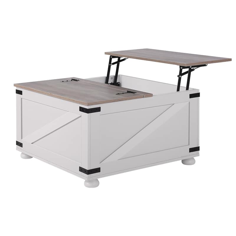 31.5" Hinged Lift Top Coffee Square Table with Storage Compartment Ideal for Everyday Use - 31.5” x 31.5” x 18.3”