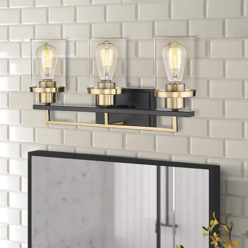 Farmhouse 3-Light Bathroom Vanity Light with Clear Glass