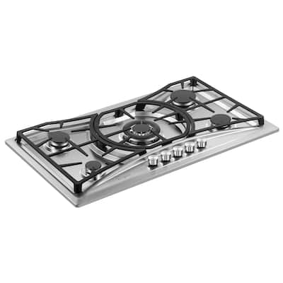 Built-in 36" Stainless Steel Gas Cooktop - 5 Sealed Burners Cook Tops