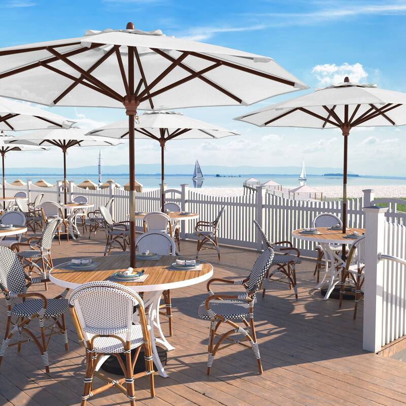 California Umbrella 9-ft. Round Marenti Wood-framed Olefin Patio Umbrella (No Base) - Natural