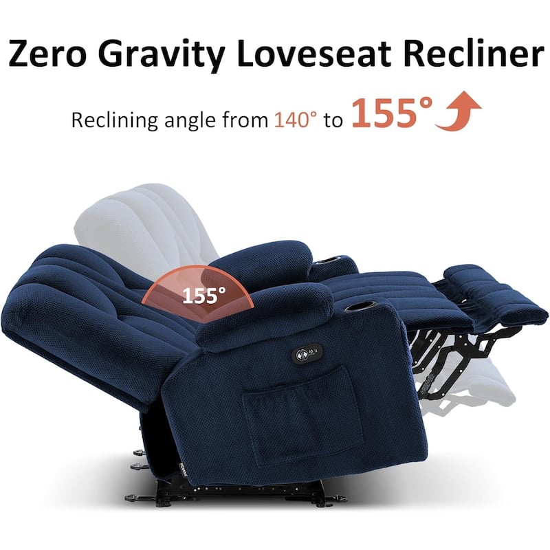 MCombo Electric Power Reclining Sofa with Massage and Lumbar Heat, Fabric 6015/6025/6035/6045