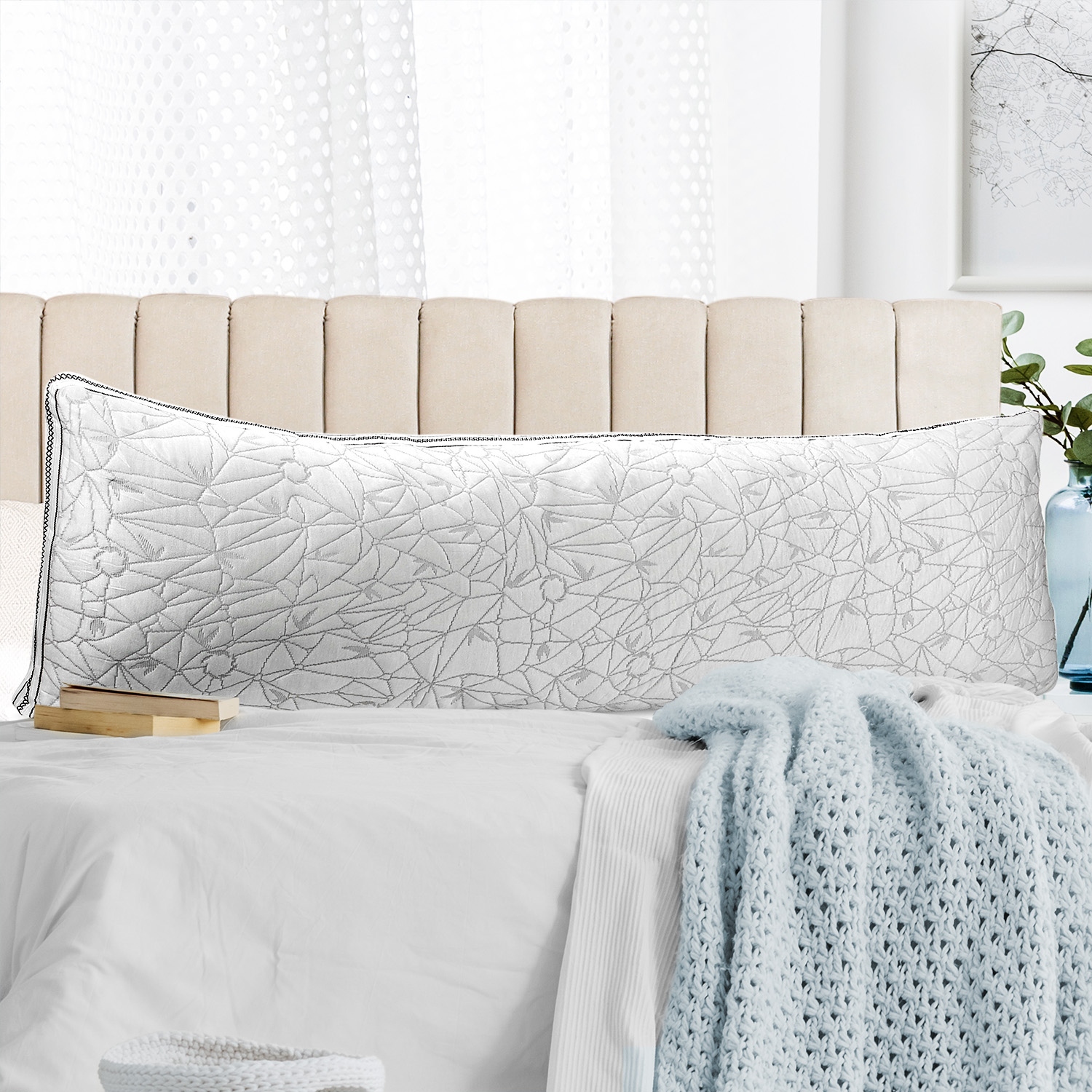 Nestl Bedding Gel Body Pillow Ultra Luxury 20x54 inch Bamboo Pillow