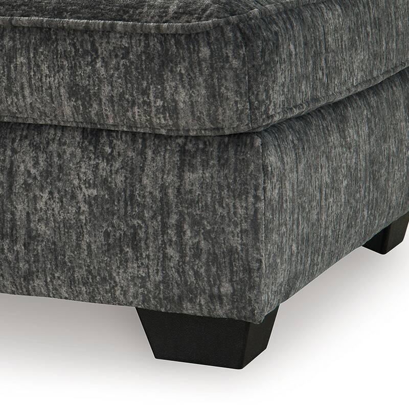 Layla Accent Ottoman, Contemporary Dark Gray Polyester, 37 Inch Square