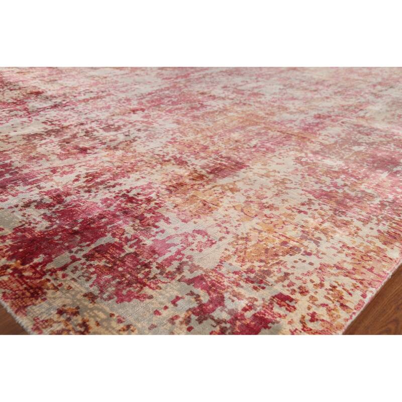 All-Over Modern Abstract Area Rug Hand-Knotted Wool Carpet - 8'5"x 9'11"