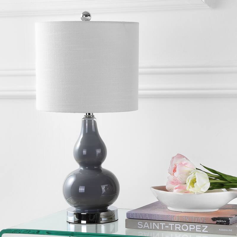 Anya 20.5" Mini Glass LED Table Lamp, Gray by JONATHAN Y