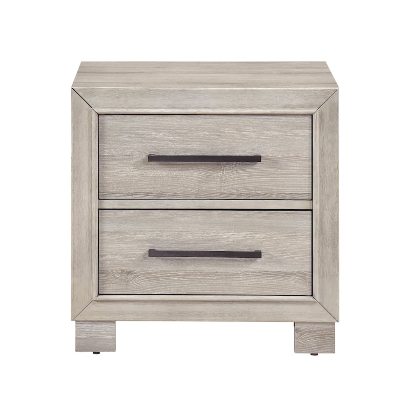 Gray Finish Modern Bedroom Set 3pc Bed and Two Nightstands