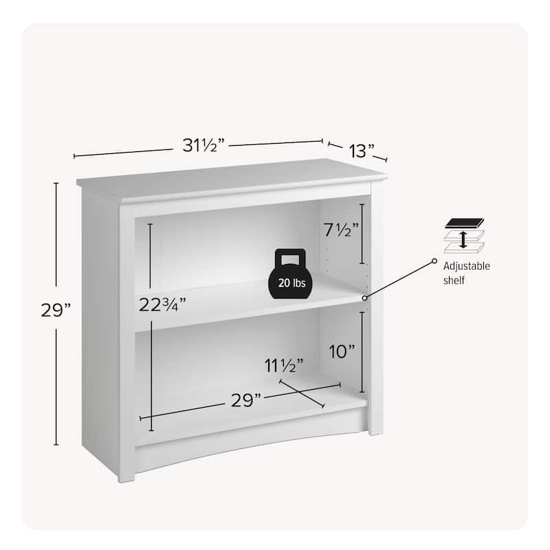2-shelf Bookcase - 31.5" W x 29" H x 13" D