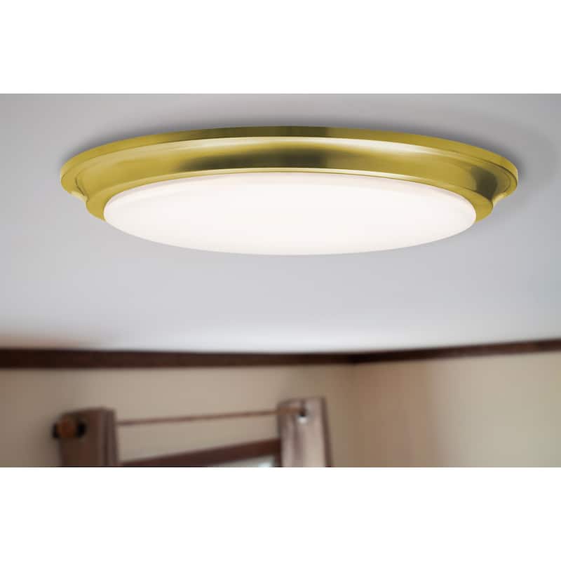 AFX Baron 12'' LED Flush Mount - Satin Brass - 14"