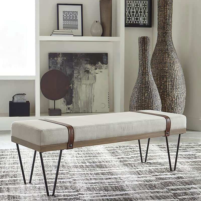Austin Beige and Black Upholstered Bench