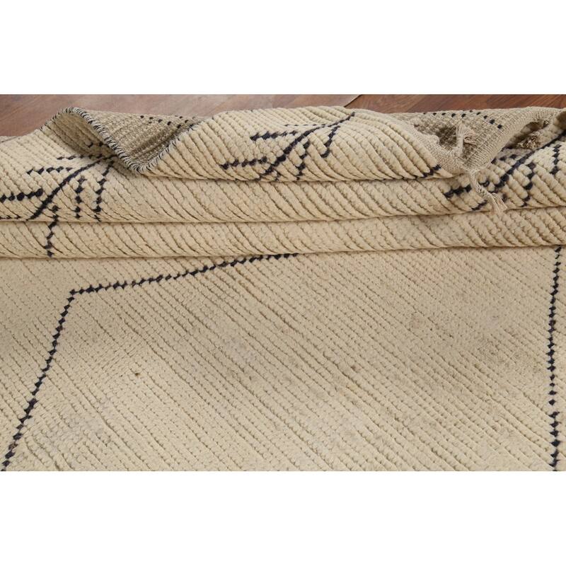 Moroccan Oriental Area Rug Handmade Abstract Wool Carpet - 5'11"x 9'8"