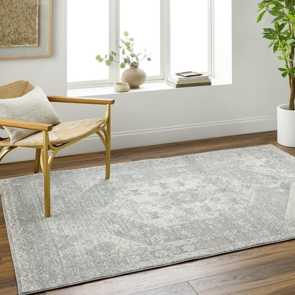 slide 2 of 7, Livabliss Alpharetta Vintage Border Area Rug Light Gray - 5' 3" x 7'