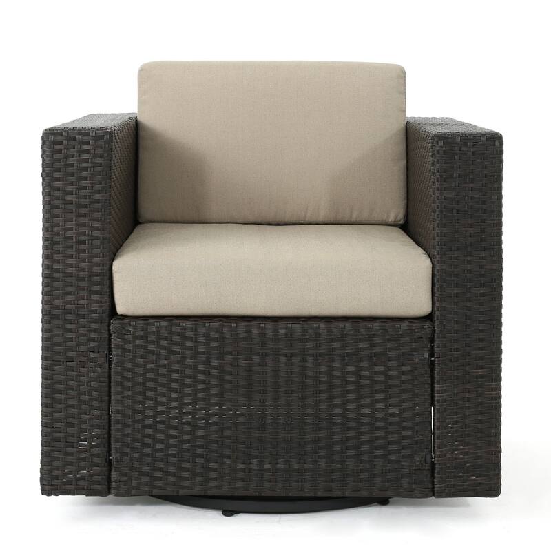 Puerta Outdoor Cushioned Swivel Club Chair (Set of 2) by Christopher Knight Home