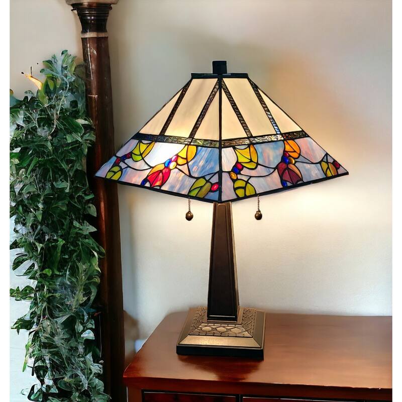 22-Inch Dark Brown Metal Candlestick Table Lamp with White Shade - 11" x 21" x 22" - Dark-Brown-White