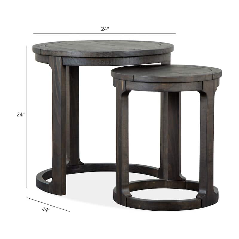 Magnussen Home Boswell Peppercorn Round Nesting End Table - 24''W x 24''D x 24''H